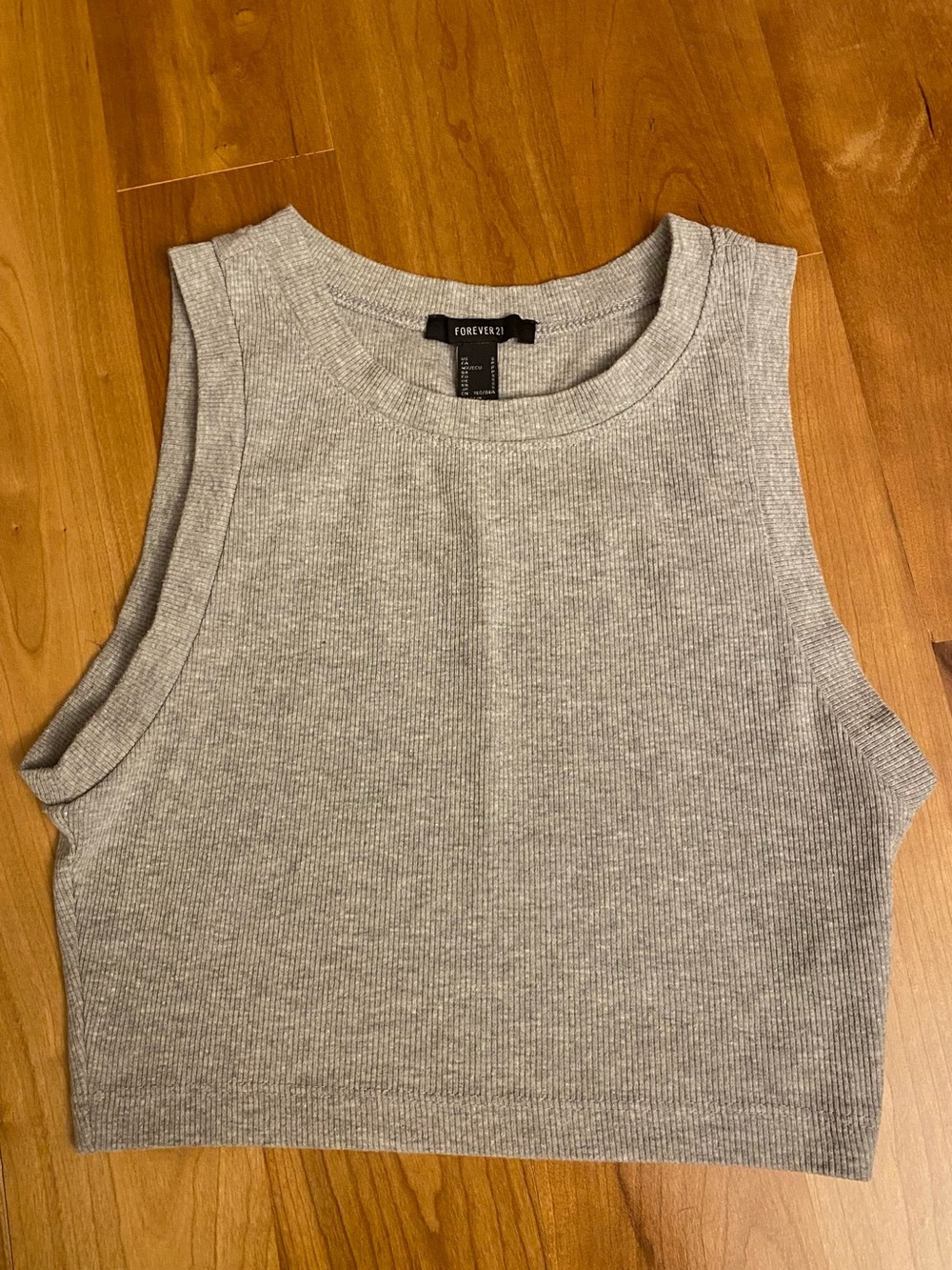 Forever 21 Grey Ribbed Cropped Tank Top